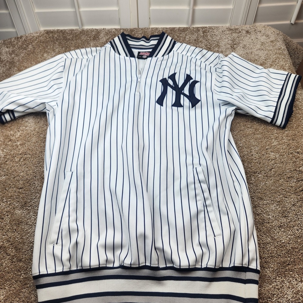Stitches New York Yankees Alex Rodriguez 13‎ Pinstripe 1/4 Zip Jersey Mens Large